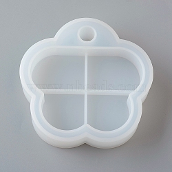 DIY 4 Compartments Flower Layered Rotating Storage Box, Silicone Molds, for Epoxy Resin UV Resin Jewelry Making, White, 108x108x27.5mm, Fit for 15mm Plastic Stick, Inner Size: 91x70.5mm(AJEW-D046-02A)