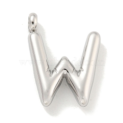 Non-Tarnish 304 Stainless Steel Pendants, Letter Charm, Stainless Steel Color, Letter W, 24x12.5x5.5mm, Hole: 3mm(STAS-C102-16P-W)