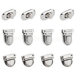 Handbags Lock Sets, with Iron Bag Twist Lock & Purse Push Lock,and Alloy Bag Twist Lock, Mixed Color, 35x19x3mm, 22x16x1mm, 35x19x9mm, 30x16x13.5mm, 4pcs/set, 4sets/box(IFIN-PH0024-65)