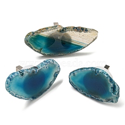 Dyed & Heatsd Natural Agate Slice USB Night Light Decoration, Healing Stone Night Lamp for Bedroom Home Decor, Dark Cyan, 38~67.5x33~41x26~27mm(G-Q170-10E)