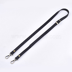 Adjustable Imitation Leather Bag Handles, with Alloy and Iron Findings, for Bag Straps Replacement Accessories, Antique Golden, Black, 890~1090x14x3mm(FIND-T054-10A-AB)