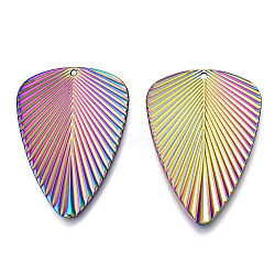 Ion Plating(IP) 304 Stainless Steel Pendants, Leaf Charm, Rainbow Color, 46x32.5x1.5mm, Hole: 1.5mm(STAS-T063-217M)