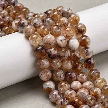 Natural Citrine Beads Strands, Round, 10mm, Hole: 1mm, about 38pcs/strand, 15.16''(38.5cm)