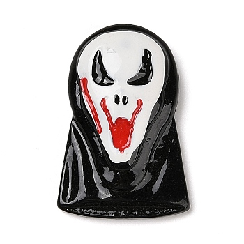Ghost Mask Halloween Opaque Resin Decoden Cabochons, Halloween Jewelry Craft, Black, 35.5x24x9mm
