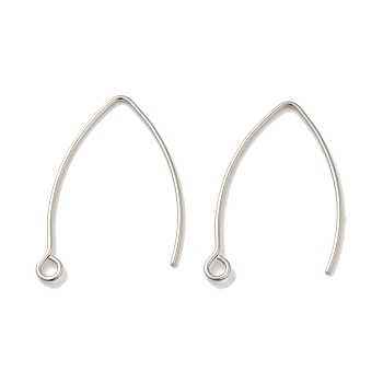 316 Surgical Stainless Steel Earring Hooks, Marquise Ear Wire, Stainless Steel Color, 20 Gauge, 30x20x0.8mm, Hole: 2mm