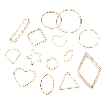 Brass Assorted Findings, Geometric Figure Series, Real 18K Gold Plated, 13~42x6.5~26x0.7~1mm