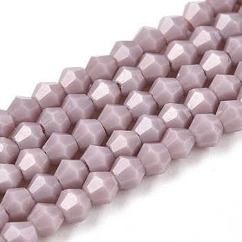 Opaque Solid Color Imitation Jade Glass Beads Strands, Faceted, Bicone, Thistle, 2.9~3.3x3mm, Hole: 0.7mm,  about 113~115pcs/strand, 14.04~14.235 inch(36~36.5cm)