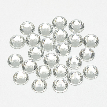 Flat Back Glass Rhinestone Cabochons, Back Plated, Half Round, Crystal, SS40, 8mm, about 144pcs/bag
