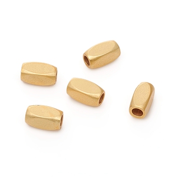 Brass Beads, Long-Lasting Plated, Matte Style, Tube, Real 18K Gold Plated, 6x3x3mm, Hole: 1.8mm