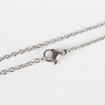 304 Stainless Steel Cable Chain for Necklace, with Lobster Claw Clasps, Stainless Steel Color, 19.69 inch(50cm), 1.9x0.5mm