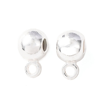 Brass Tube Bails, Rack Plating, Long-Lasting Plated, Cadmium Free & Lead Free, with Silicone, 925 Sterling Silver Plated, 6x4x3.5mm, Hole: 1mm and 0.8mm