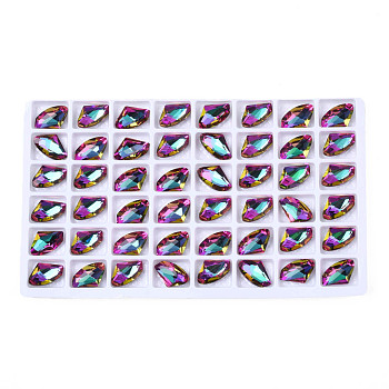 48Pcs Glass Rhinestone Cabochons, Nail Art Decoration Accessories, Faceted, Violet, 14x9x5mm