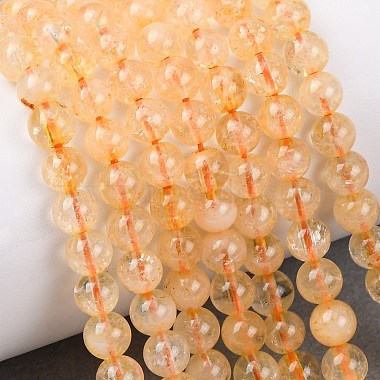 Natural Citrine Beads Strands(G-E483-12-6mm)-1