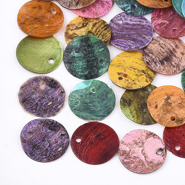 Mixed Color Flat Round Mother of Pearl Pendants
