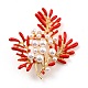 Coral Shape Alloy Brooch with Resin Pearl(JEWB-O009-19)-1