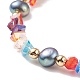 Natural Pearl & Glass Triangle Beaded Stretch Bracelet for Women(BJEW-JB08230)-6