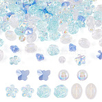 100Pcs 5 Styles Electroplate Transparent Glass Beads, Mixed Color, 8~14x8~14x4.8~8.5mm, Hole: 1~1.2mm, 20pc/style (EGLA-TA0013-35A)