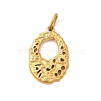 304 Stainless Steel Pendants, Ion Plating(IP), Oval Charm, Textured, with Jump Ring, Real 18K Gold Plated, 22.5x15x2mm, Hole: 2.5x5mm(X1-STAS-Z157-18G)