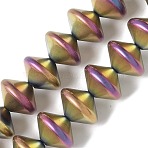 Electroplate Glass Beads Strands, Flying Saucer Shaped Beads, Light Khaki, 14x10~10.5mm, Hole: 1.2~1.4mm, about 60pcs/strand, 23.78''(60.4cm)(EGLA-G038-01A-FP01)