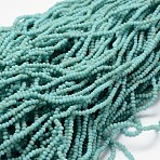 Half Rainbow Plated Faceted Rondelle Glass Bead Strands, Frosted, Turquoise, 4~4.5x3~3.5mm, Hole: 0.8mm, about 110~119pcs/strand, 14~15 inch(EGLA-L007-B02-4mm)