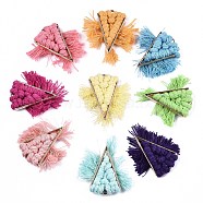 Handmade Polycotton(Polyester Cotton) Tassel Decorations, Pendant Decorations, with Golden Alloy Findings, Triangle, Mixed Color, 39x28x8mm, Hole: 2.5mm(FIND-R093-M)