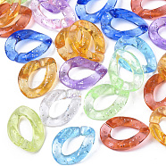 Transparent Acrylic Linking Rings, Quick Link Connectors, for Curb Chains Making, with Glitter Powder, Twist, Mixed Color, 23x17x4.5mm, Inner Diameter: 13.5x7mm(OACR-S036-001A-L)