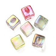 UV Plating Rainbow Iridescent Acrylic Top Drilled Beads, Cube, Mixed Color, 19x19x14mm, Hole: 3.5mm, Side Length: 14mm(OACR-F006-06)