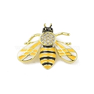 Brass Micro Pave Cubic Zirconia Pendants, with Enamel, Real 18K Gold Plated, Bee, Gold, 18x22.5x3.5mm, Hole: 5.2x3mm(KK-E111-15G)