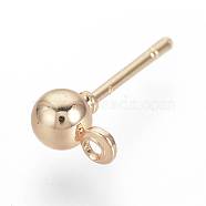 Iron Ball Stud Earring Findings, for DIY Earring Making, with Loop, Rose Gold, 6.5x4mm, Hole: 1mm, Pin: 0.8mm(X-KK-R071-09RG)