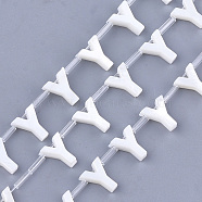 Natural Freshwater Shell Beads, Top Drilled Beads, White, Letter.Y, 10x8.5x3mm, Hole: 0.8mm(SHEL-T012-59Y)