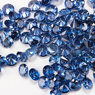 Diamond Shaped Cubic Zirconia Pointed Back Cabochons, Faceted, Royal Blue, 12mm(ZIRC-R004-12mm-06)