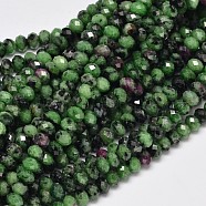Faceted Rondelle Grade AA Natural Ruby in Zoisite Bead Strands, 6x4mm, Hole: 1mm, about 99pcs/strand, 15.5 inch(G-F289-38C)