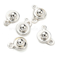 201 Stainless Steel Snap Clasps, Silver, 15x9x5mm, Hole: 1.5~1.8mm(STAS-C042-02S)