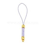 Korean Polyester Thread Pendants Decorations, with Golden Tone Brass Findings, Lilac, 73mm, Hole: 1.6mm(FIND-K011-01G-06)