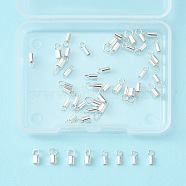 BENECREAT 48Pcs 3 Style 925 Sterling Silver Cord Ends, Silver, 6~6.5x2~3mm, Hole: 2mm, Inner Diameter: 1.3~2mm, 16pcs/style(STER-BC0001-58)