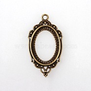Vintage Tibetan Style Alloy Pendant Cabochon Bezel Open Back Settings, Cadmium Free & Nickel Free & Lead Free, Antique Bronze, Oval Tray: 25x18mm, 42.5x23.5x2mm, Hole: 3mm, about 333pcs/kg(TIBEP-M018-40AB-NF)