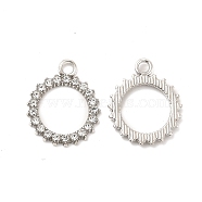 Alloy Rhinestone Pendants, Ring Charms, Platinum, 20.5x17.5x2mm, Hole: 2mm(PALLOY-I217-16P)