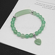 Natural Green Aventurine Charm Stretch Bracelets for Women Men, Heart, No Size(JX9196-9)