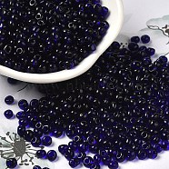 Transparent Colours Glass Seed Beads, Fringe Teardrop Beads, Midnight Blue, 6/0, 4~4.5x3~3.5x4~4.5mm, Hole: 1~1.2mm, about 5625pcs/pound(SEED-P006-02A-11)