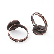 Adjustable Brass Ring Components, Nickel Free, Red Copper, 17mm, Tray: about 12mm(KK-G173-R-NF)