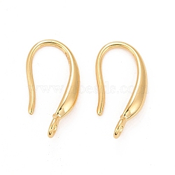 Rack Plating Eco-friendly Brass Earring Hooks, with Vertical Loop, Lead Free & Cadmium Free, Real 24K Gold Plated, 16x2.5mm, Hole: 1.5mm, 18 Gauge, Pin: 1mm(KK-D075-09G-RS)