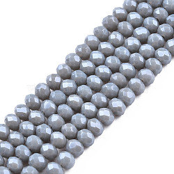 Electroplate Glass Beads Strands, Pearl Luster Plated, Faceted, Rondelle, Light Steel Blue, 3.5x3mm, Hole: 0.4mm, about 123~127pcs/strand, 13.7~14.1 inch(35~36cm)(EGLA-A034-P3mm-A16)