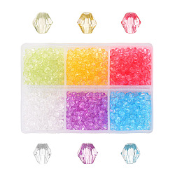 Transparent Acrylic Beads, Bicone, Mixed Color, 4x4mm, Hole: 1.5mm, 990pcs/box(TACR-YW0001-4MM-01)