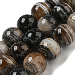 Natural Banded Agate Beads Strands, Round, Dyed & Heated, Coconut Brown, 14~14.5mm, Hole: 1.2~1.5mm, about 28~29pcs/strand, 15.75~15.94''(40~40.5cm)(G-NH0023-B01-01)