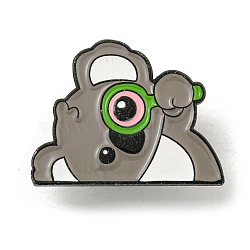 Koala Shape Alloy Brooches, Enamel Lapel Pin, with Iron Butterfly Clutches or Rubber Clutches, Gray, 23x30mm(JEWB-H026-02EB-03)