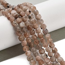 Natural Sunstone Beads Strands, Cube, Faceted, 4.5~5x4.5~5x4.5~5mm, Hole: 0.6mm, about 88pcs/strand, 14.96''(38cm)(G-B093-B02-01)