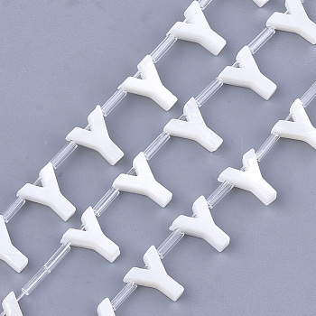 Natural Freshwater Shell Beads, Top Drilled Beads, White, Letter.Y, 10x8.5x3mm, Hole: 0.8mm