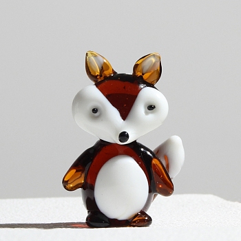 Handmade Lampwork 3D Fox Figurines, for Home Desktop Decoration, Coconut Brown, 36x21x49mm