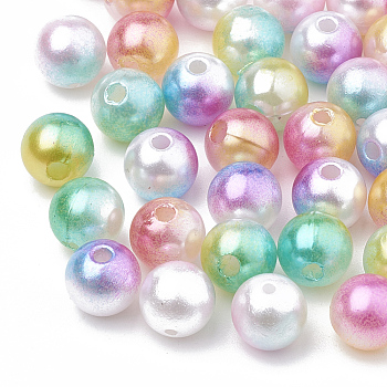 Acrylic Imitation Pearl Beads, Round, Mixed Color, 8mm, Hole: 1.2mm