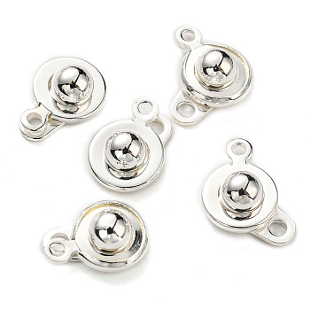 201 Stainless Steel Snap Clasps, Silver, 15x9x5mm, Hole: 1.5~1.8mm